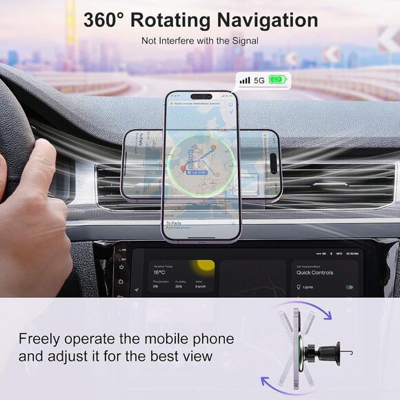 Magsafe Car Mount Charger for iPhone Magnetic Phone Holder 15W Fast Charging - Picture 5 of 7
